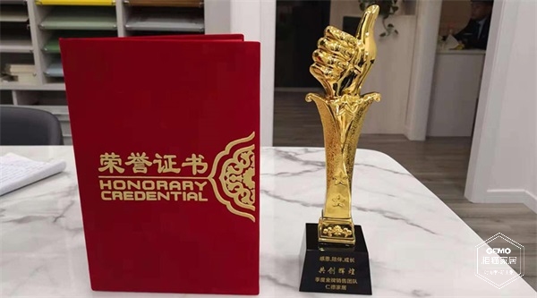 榮譽(yù)證書+銷售冠軍獎杯
